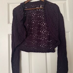 Elegant Wool Purple Women's Shrug